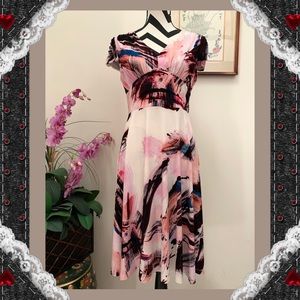 DKNY Printed  Fit & Flare Dress